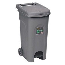 Pattumiera pedale ruote per Raccolta Differenziata contenitore bidone grigio 80l
