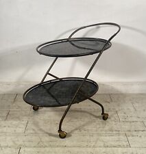 CARRELLO BAR VINTAGE ANNI 50/60 OTTONE VETRO 2 PIANI BAR CART ROTELLE DESIGN