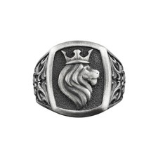 Anello Uomo Argento Re Leone