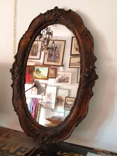 Antico Specchio al mercurio d'Epoca '800 '900 con cornice in legno Vintage