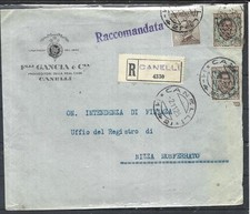 1925 Flli GANCIA PERFIN SU RACCOMANDATA DA CANELLI X NIZZA MONFERRATO