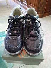 Sneakers donna 38,5 calzature  italiane scarpe comode lacci gomma nero argento