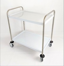 CARRELLO MENSA IN ACCIAIO INOX A 2 PIANI STAMPATI 80x50x94CM