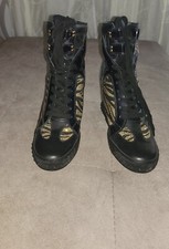 Stivaletti donna plateau CASADEI, numero 39,5 nero/oro, vera pelle/pantofole