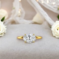 Anelli di fidanzamento in oro giallo massiccio 18 kt con diamanti taglio...