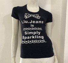 LIU JO Maglia t shirt blu stampa velata nel retro Tg S Cotone Cotton