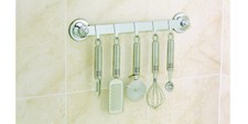 EVERLOC Barra con 5 ganci multiuso (bagno, cucina, appendiabiti ) cm 4 A VENTOSA
