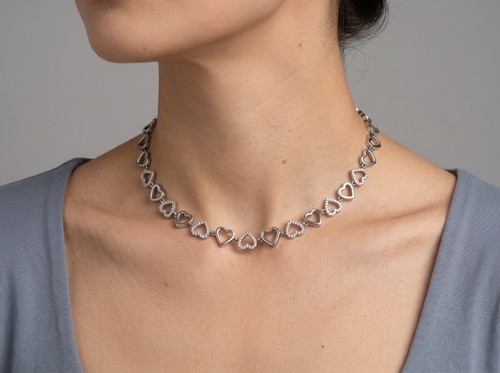 Collana donna cuori zirconi - donna,