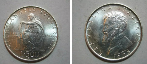 Moneta 500 lire michelangelo - lire,