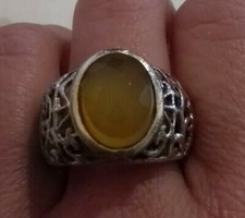 Anello vintage argento 925 indiano pietra quarzo citrino