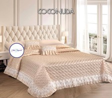 Trapuntino Copriletto Coconuda Ginevra Matrimoniale Con Pizzo+2 Cuscino Arredo