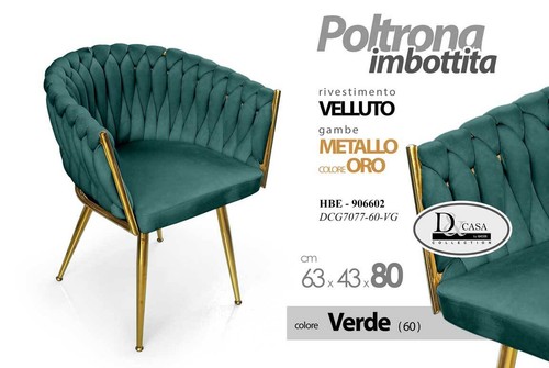 Poltrona velluto verde sedia - poltrona,
