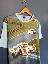 Vintage 70’s Cads Racing Graphic Poly Blend Tee Shirt Size Large USA Made 