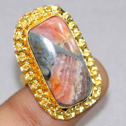 Anello rodocrosite placcato