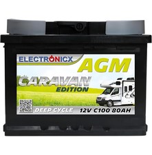 ELECTRONICX Batteria AGM a Scarica Lenta 12V 80Ah C100 Edizione Camper (P1m)