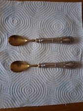 COPPIA CUCCHIAINI IN ARGENTO E OTTONE VEDI FOTO           