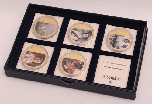 Set cinque monete placcate - , oro