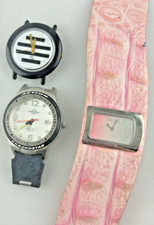 Stock 3 Orologi Quarzo Non Funzionanti Analogici Acciaio Per Parti Di Ricambio