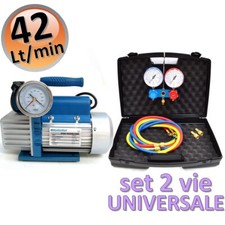 Pompa vuoto monostadio 42 Lt con elettrovalvola + set manometrico 2 VIE universa