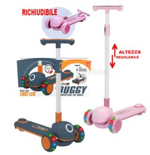 MONOPATTINO BAMBINI ALTEZZA REGOLABILE MONOPATTINO 3 ruote LUCI LED RICHIUDIBILE