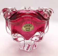 Vaso di CRISTALLO di BOEMIA 1414 rosa e trasparente - anni 60 vintage