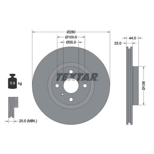 Textar bremsscheibe - textar, 2x