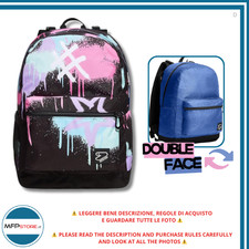 Zaino Seven The Double Nero Fucsia Ragazza Reversibile 29L con "Hey Seven"