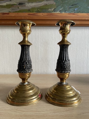 Paio antico ottone supporto - ottone,