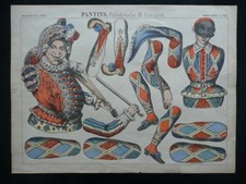 Pantins Pulcinella Arlecchino Pellerin Gioco Ritaglio Primo Novecento Carnevale