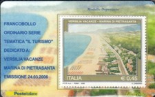 ITALIA 2006 MARINA DI PIETRASANTA VERSILIA TESSERA FILATELICA FRANCOBOLLO