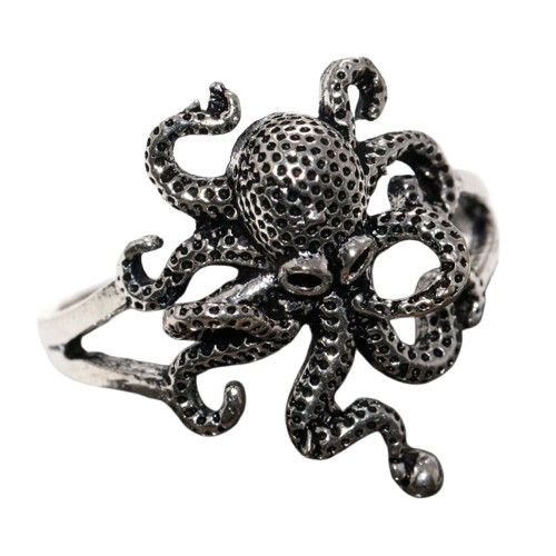Anello polpo gotico - , placcato
