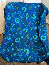 Tovaglia vintage anni 60 70 Groovy Mid Mod 60X38 floreale blu brillante verde OVALE USATA IN OTTIME CONDIZIONI