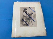 FOTO ALBUMINA PRIMI 900 NAPOLI  ITALIA POVERA COSTUMI NAPOLETANI BAMBINO RAGAZZA