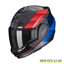 Casco RIBALTABILE MOTO Scorpion Exo tech EVO CARBON GENUS BLU ROSSO helmet