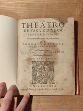 RARA Cinquecentina Garzoni Il Theatro de vari e diversi Cervelli Venezia Zoppini