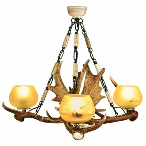 Lampadario con vere corna - , di
