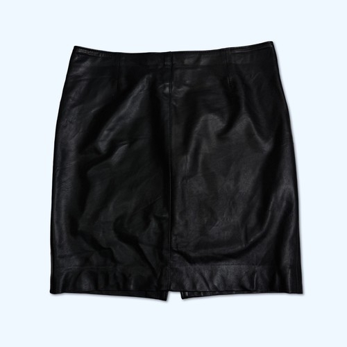 Vera pelle mini gonna scura - pelle,