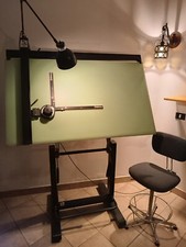 TAVOLO DA DISEGNO 80 x 140 TECNIGRAFO Zucor DMSU Z115 con lampada e sgabello