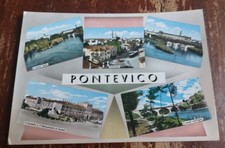 CARTOLINA D'EPOCA ORIGINALE PONTEVICO PROVINCIA BRESCIA 5 VEDUTINE FIUME OGLIO