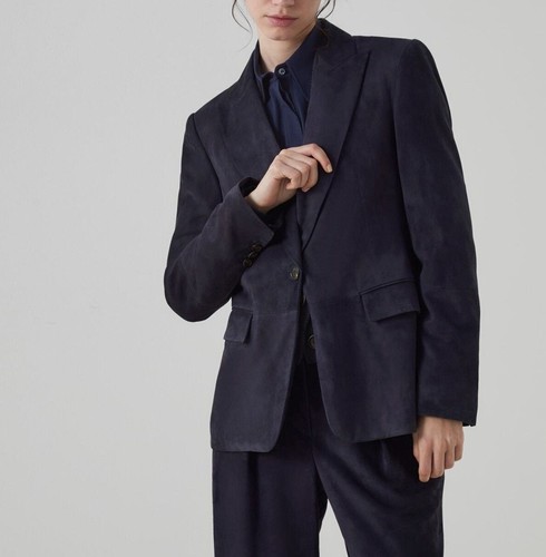 Blazer donna pelle blu - , puro