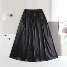 Donna Seta Sottoveste Lucido Sottogonna Elastico Vita Sicurezza Metà Abito Nuovo