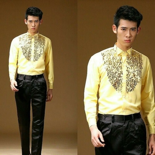Uomo paillette glitter camicia - glitter,