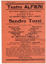 TORINO  ANNI 20/30  TEATRO  ALFIERI  Volantino CON ATTORI SANDRO TOZZI