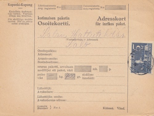 Finlandia cartolina pacchi - cartolina,