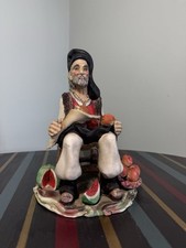 VINTAGE STUDIO CERAMICA SARDA STELIO MOLA CAGLIARI UOMO SEDUTO CON FRUTTA