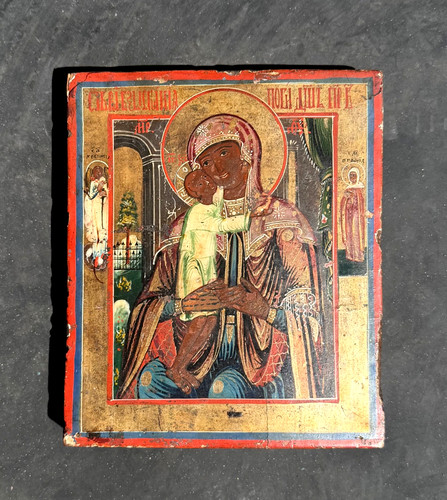 Icona russa antica madonna col - madonna,