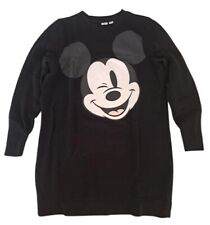 DISNEY Felpa lunga maxi maglia nera stampa MICKEY Topolino ragazza donna tg M