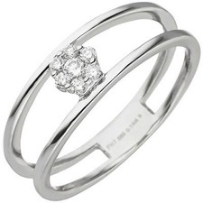 Anello In Oro Bianco 585 Con 7 Diamanti Larghezza 6,4Mm