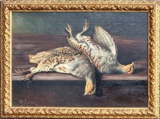 A. Aliberti  ( ? - ? ) Natura morta con selvaggina , starne. Olio su tavola     