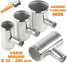 T Pezzo TUBO MANICOTTO ACCIAIO Uscita 25mm INOX inossidabile Distributore SS 304